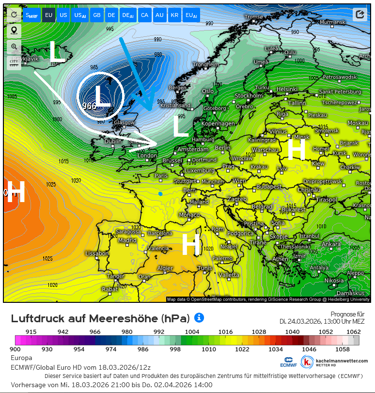 Lagedrukgebieden nemen toe vanuit de Poolstreken